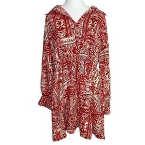 TCEC Red and Cream Patterned Mini Dress